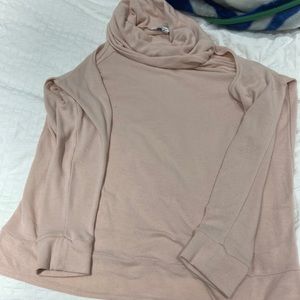 Pink cupcake and cashmere sweater with open shoulders